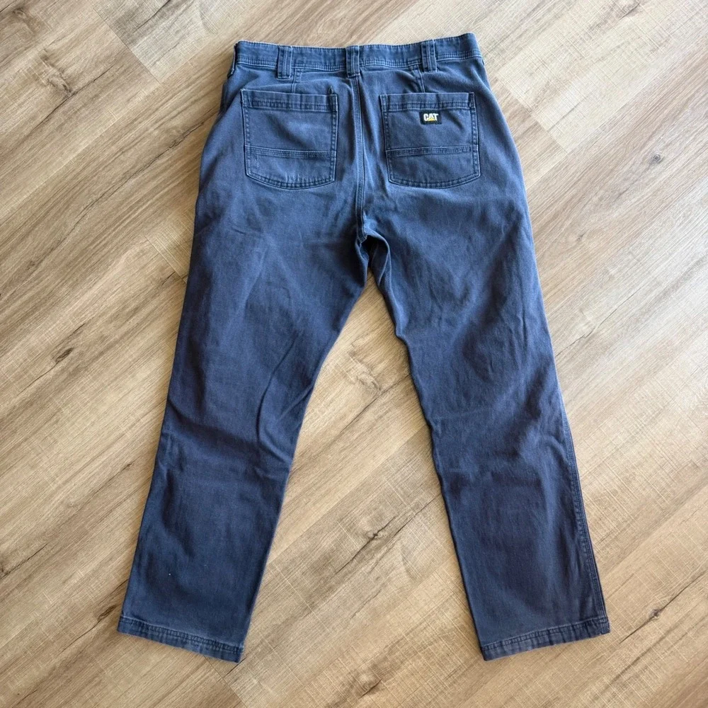 CAT Caterpillar Mens 32x30 Navy Blue Canvas Work Pants Straight Leg Stretch